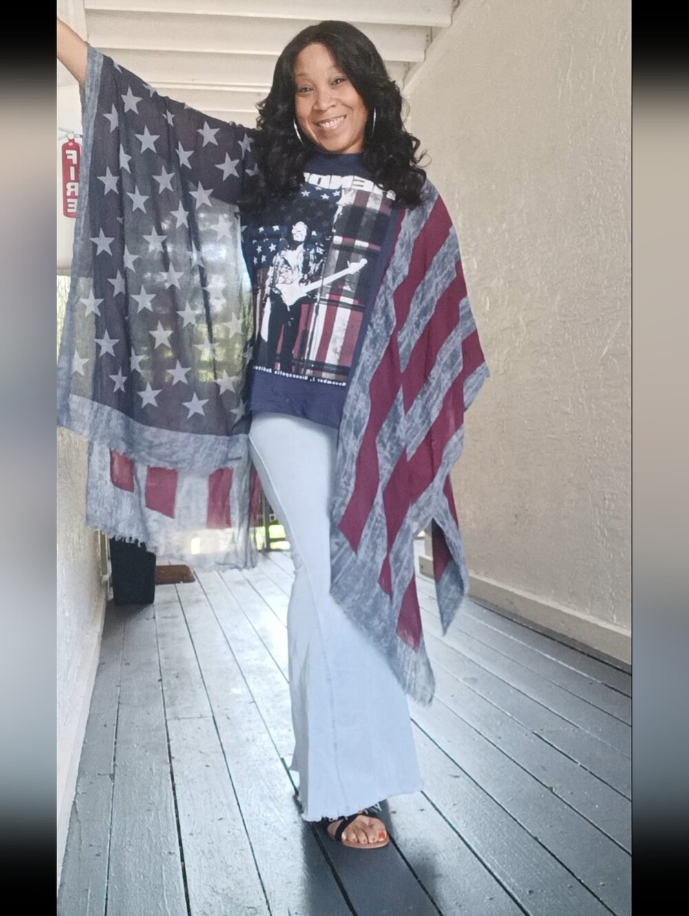Jimi Hendrix Upcycled Graphic Tee/Poncho Kimono Top